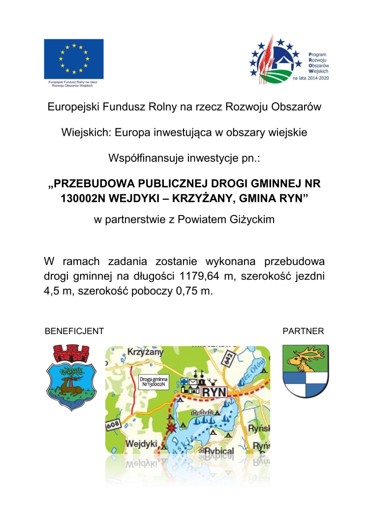 Przebudowa publicznej drogi gminnej nr 130002N Wejdyki - Krzyżany